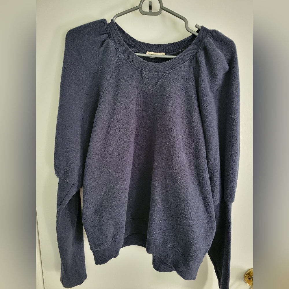 Ulla Johnson Navy Sweatshirt with puffy sleeves, size large